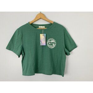 NWT Romwe Womens Size Large Cropped T-shirt, Newport Beach California Tee